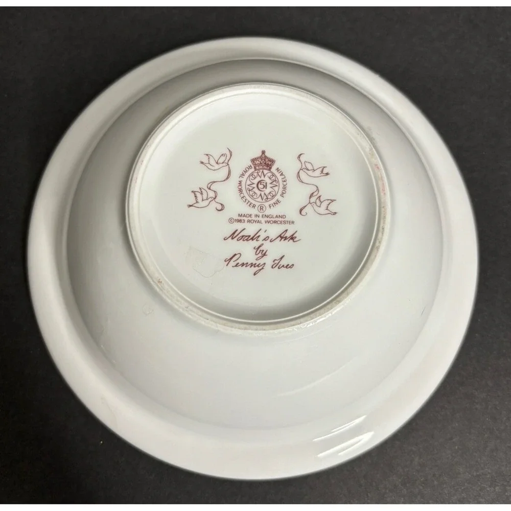 Royal Worcester Noahs Ark Bowl and Mug Childs Set Porcelain Penny Ives Vintage